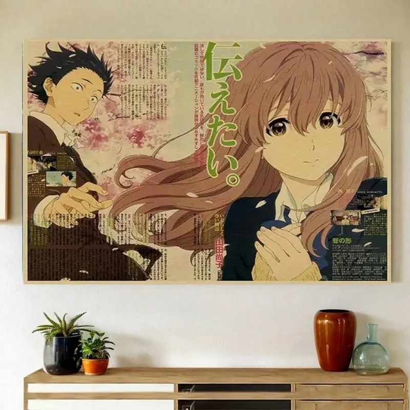 Unframed Waterproof Multicolor Anime Manga Kraft Paper Print - Home Decor Poster & Painting, Bedroom/Classroom Decoration, Kids' Wardrobe Wall Art Supplies