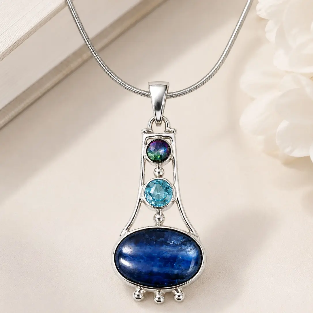 Multiple Gemstone Pendant with Mystic Topaz, Blue Topaz & Blue Kyanite