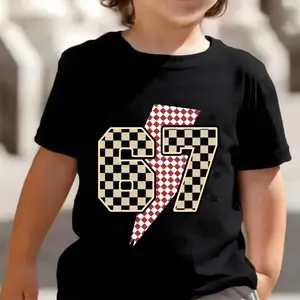 Children Clothing Funny Christmas 67 Meme Graphic Print T-Shirt Casual Round Neck Short Sleeve Quick-Dry T-Shirts for Children Teenage boys' clothing, fun, cool, soft and breathable children's and boys' apparel.