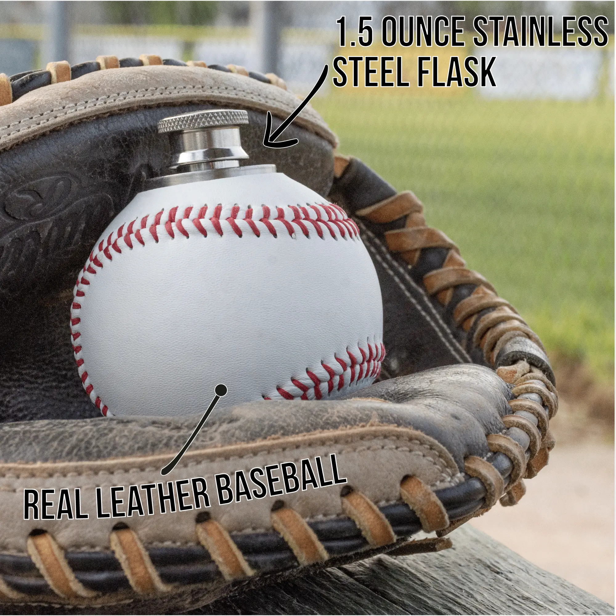 Baseball Flask, Made from a Real Leather Baseball, 1.5oz Baseball Flask, Made from a Real Leather Baseball, 1.5oz