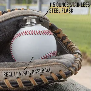 Baseball Flask, Made from a Real Leather Baseball, 1.5oz