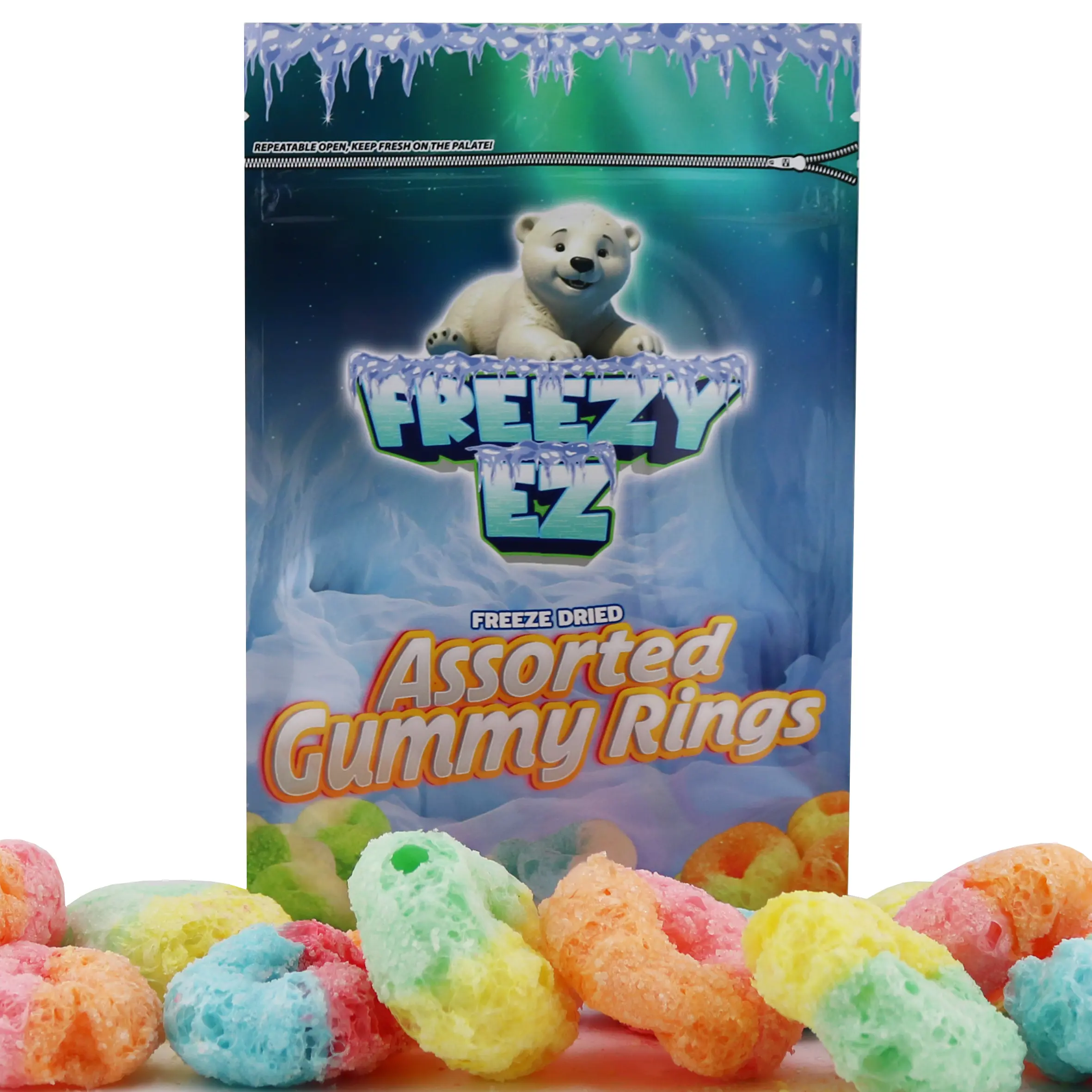 FREEZE DRIED ASSORTED GUMMY RINGS 2.2 OZ (1 PACK) FREEZE DRIED ASSORTED GUMMY RINGS 2.2 OZ (1 PACK)