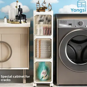 20Cm wide crevice storage cabinet toilet toilet crevice cabinet magnetic suction door with wheel movable storage cabinet