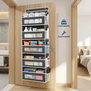 Over The Door Organizer 5-Tier Anti-Tilt Heavy Duty Storage Large Pocket Hanging Door Rack 44lb Capacity for Bedroom Bathroom Closet Pantry, Perfect for Clothes Baby Products Towels Snacks Dorm Essentials