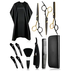 Professional Hairdressing Tool Set, 2pcs/12pcs Barber Tools Kit, Includes Scissors, Apron, Clips, Brushes, Razor, Comb, Storage Bag