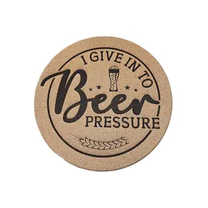 Beer Cork Trivets Coasters Stylish Tableware, Real Laser Engraved Cork, Fun Design