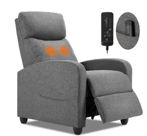 Massage Recliner Chair, Small Recliner Sofa Chair with Padded Seat and Massage Backrest for Home Theater Living Room, Grey