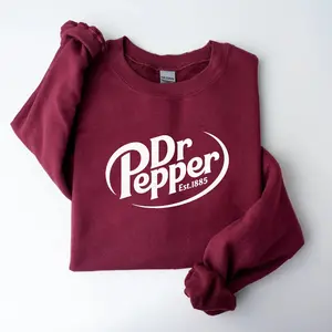 Vintage Soda Lover Burgundy Graphic Crewneck Sweatshirt for Her, Casual Fall Vibes Aesthetic Women's Letter Print Pullover, Apparel Made In The USA		