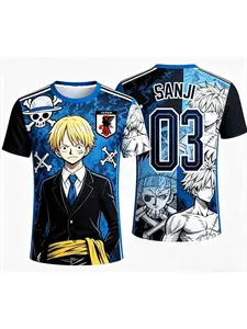 APAN One Piece, One Piece, Luffy Football Shirt, Boys' Parent Child Quick Drying Lightweight Sports Short Sleeve