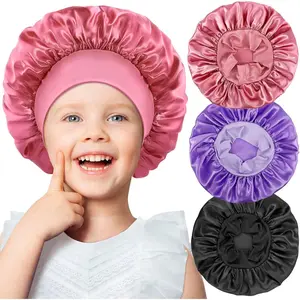 3 count  Satin Bonnet Sleeping Cap, Bonnets for Girl,Soft Wide Band  Bonnets,Breathable  Bonnet Night Cap