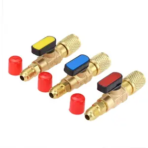 Cybertron Tools Air Conditioning Refrigerant Ball Valve 1/4’’ SAE, R134a A/C HVAC Ball Valves, Low Loss Fittings HVAC for R134A R410A R12 R22 R502 Charging Hoses Air Conditioning Refrigerant Tools