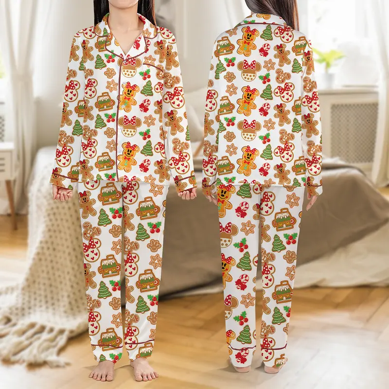 Gingerbread Cookies Christmas Pajamas Set, Holiday Cookies Long Short Sleeve Pajama, Youth & Adult Holiday Sleepwear, Family Xmas Pjs 45985 6