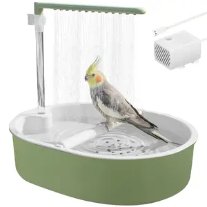 Adjustable Automatic Parrot Bath Tub, USB Electric Pet Circulating Water Bath, Flow-Controlled Bird Grooming Shower Fountain, Suitable for Pet Parrots, Budgies, African Munias, and Macaws