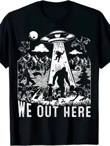 Men's Retro Cryptid T-Shirt - Sasquatch & Local Mythical Creatures Graphic Tee, Casual Short Sleeve Shirt for Casual Attire & Cryptozoology Events, Comfortable Fit