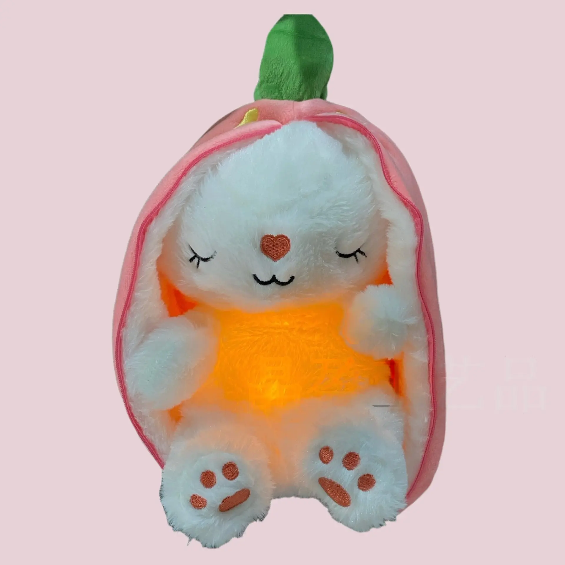 Breathing, eyes closed, strawberry rabbit 28cm