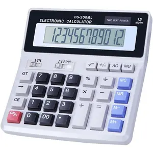 Desk Calculator Large 12 Digit Display, Dual Power Basic Calculator Desktop, Big Button for Office, Business, Home and School (Grey).