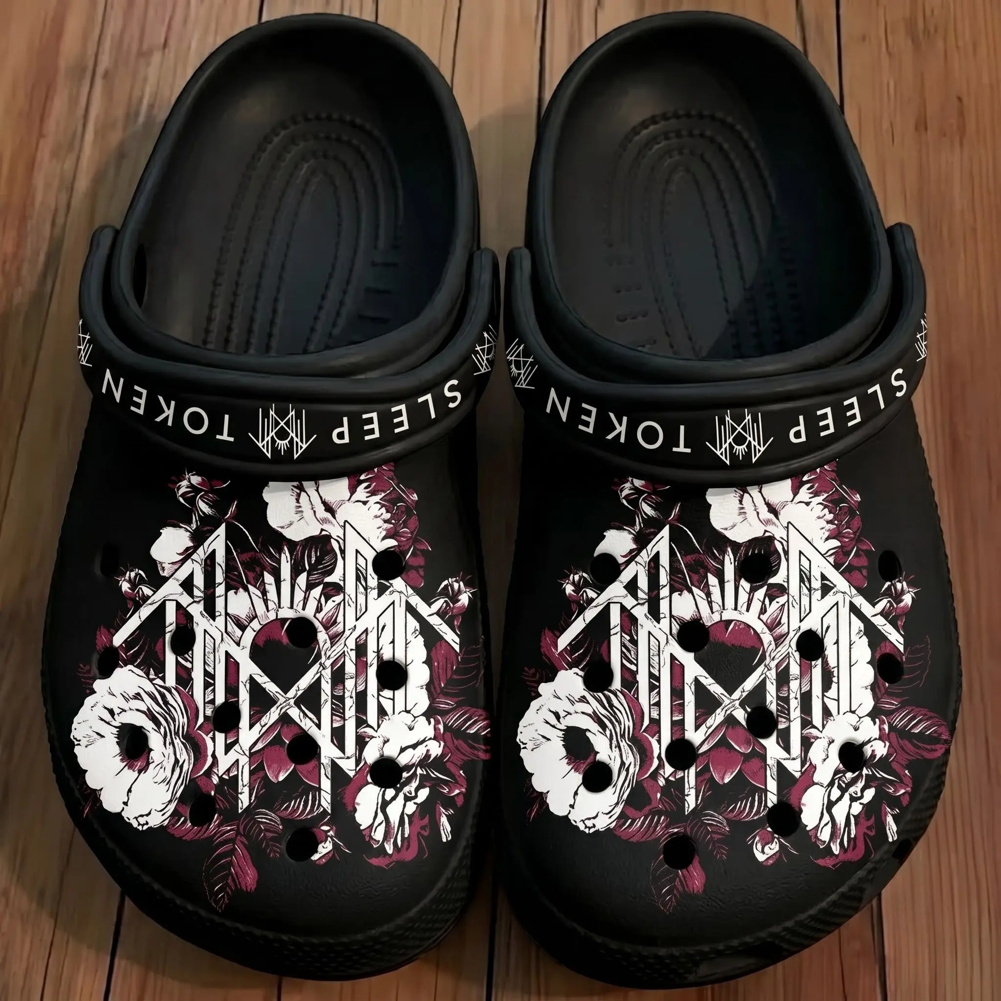Sleep Token Even In Arcadia Clogs Shoes, Monochrome Fantasy Graphic Clogs, Gothic Occult Casual Footwear, Lightweight Comfortable Slip-On Shoes