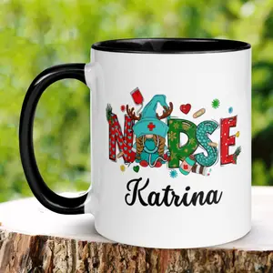 Nurse Gift, Christmas Gifts, Personalized Nurse Mug, Gift For Nurse, Christmas Gnome for Nurse, Nurse Coffee Mug, Nurse Christmas Gift, 846