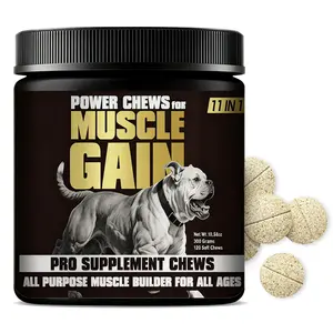 Muscle-building nutritional supplements for dogs, supporting muscle growth, immunity, and healthy development.