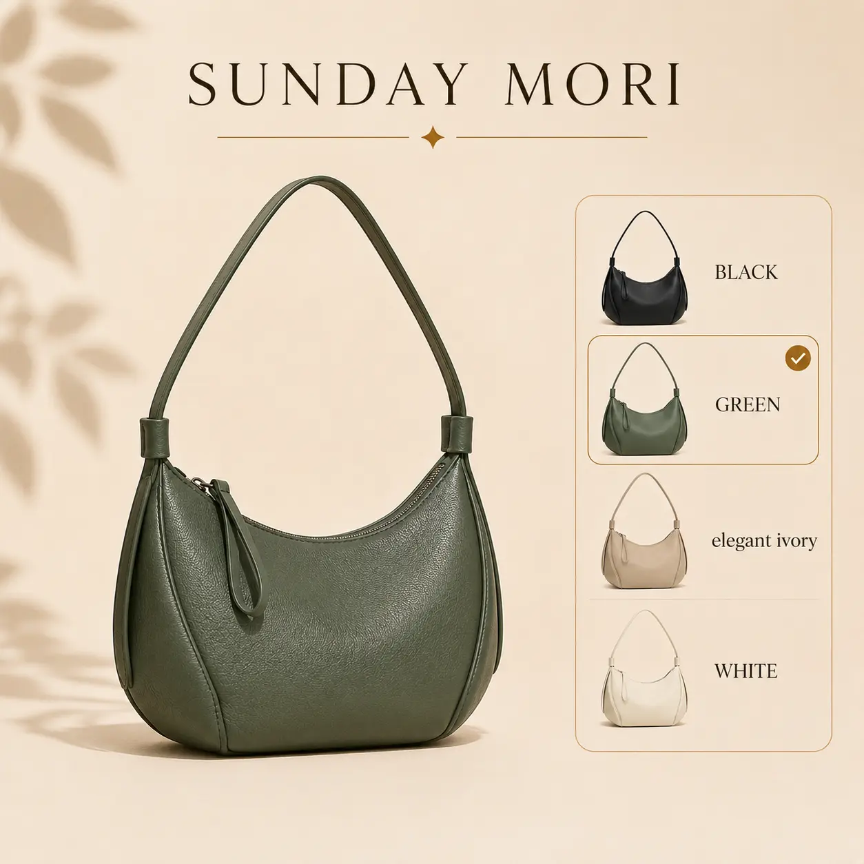 Women's Genuine Leather Crescent Crossbody Bag - Chic Half-Moon Hobo Purse, Compact Casual Everyday Bag, Casual Crossbody Bag