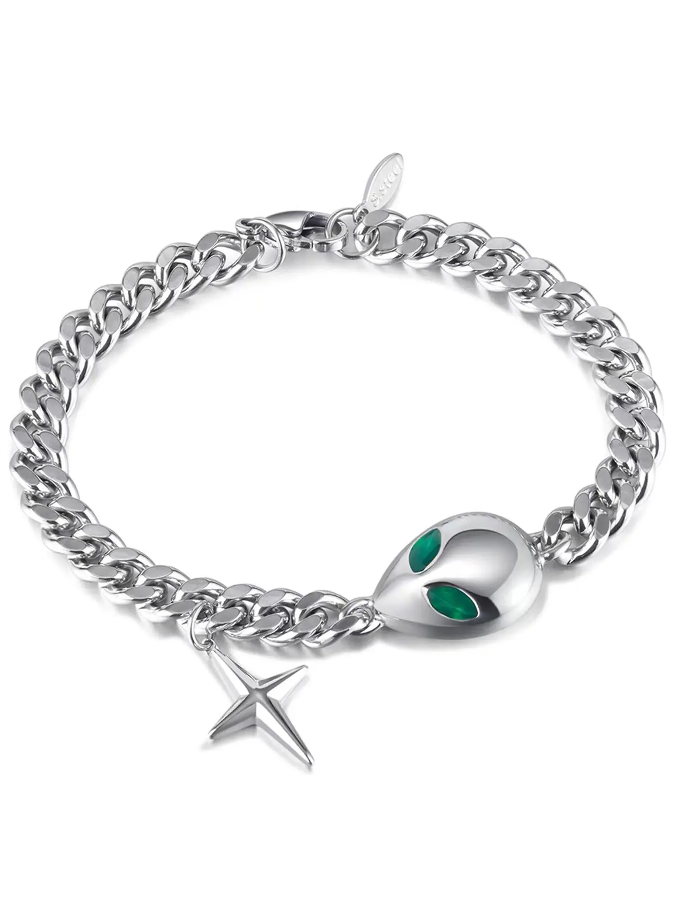 Alien Design Charm Bracelet, Stainless Steel Jewelry for Party, Daily Clothing Decor, Trendy All-match & Exquisite Jewelry for Birthday Gift, Trendy Jewellery Accessories, Charms Bracelet, Metal Bracelet
