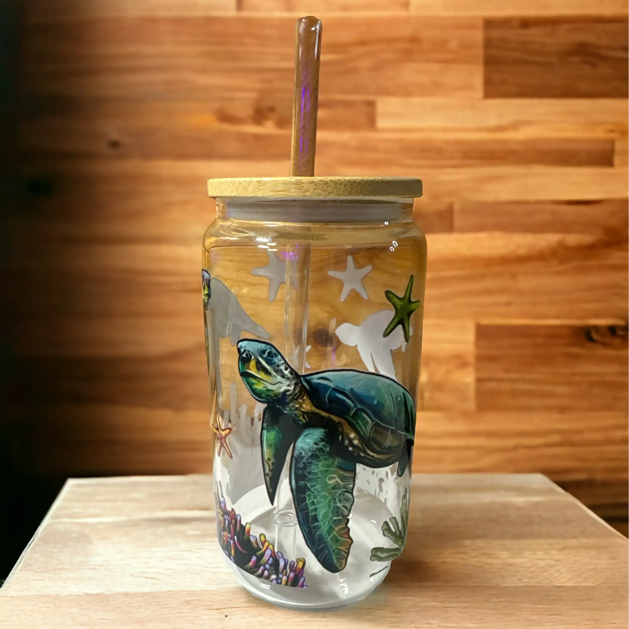 Glass Tumbler w/UV DTF transfer - 16oz