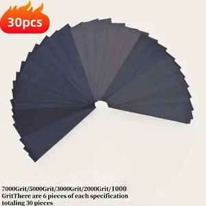 30 pieces of ultra-fine wet sandpaper set (1000-7000 mesh) - Silicon carbide abrasive paper, Hardware, color-coded packaging, compatible with belt sanding and polishing machines, suitable for wood, metal, plastic, composite materials, glass, stone, marble