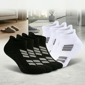 6 Pairs Men's Cushioned Athletic Running Socks - No Show Ankle Socks with Terry Sole, Breathable & Moisture Wicking Training Socks