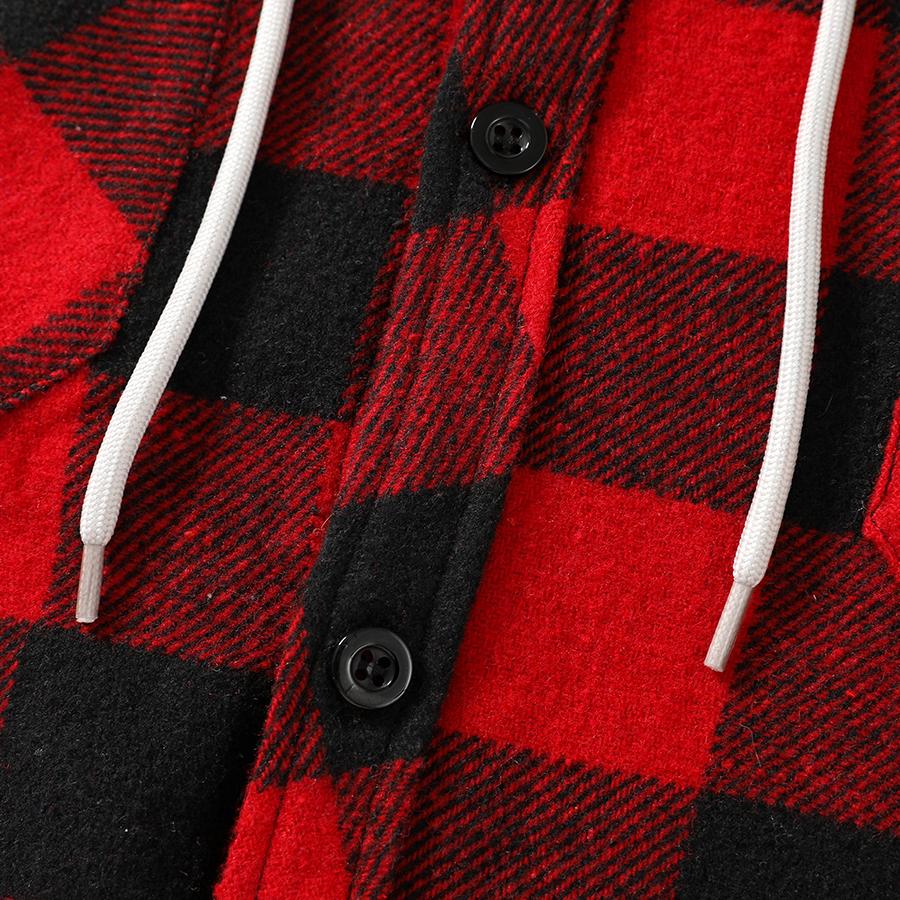 Men’s versatile hooded plaid flannel two-piece set featuring a loose-fit button cardigan that suits all body types; one jacket suitable for lounging, commuting, short workouts, and in-person dates. shirt men