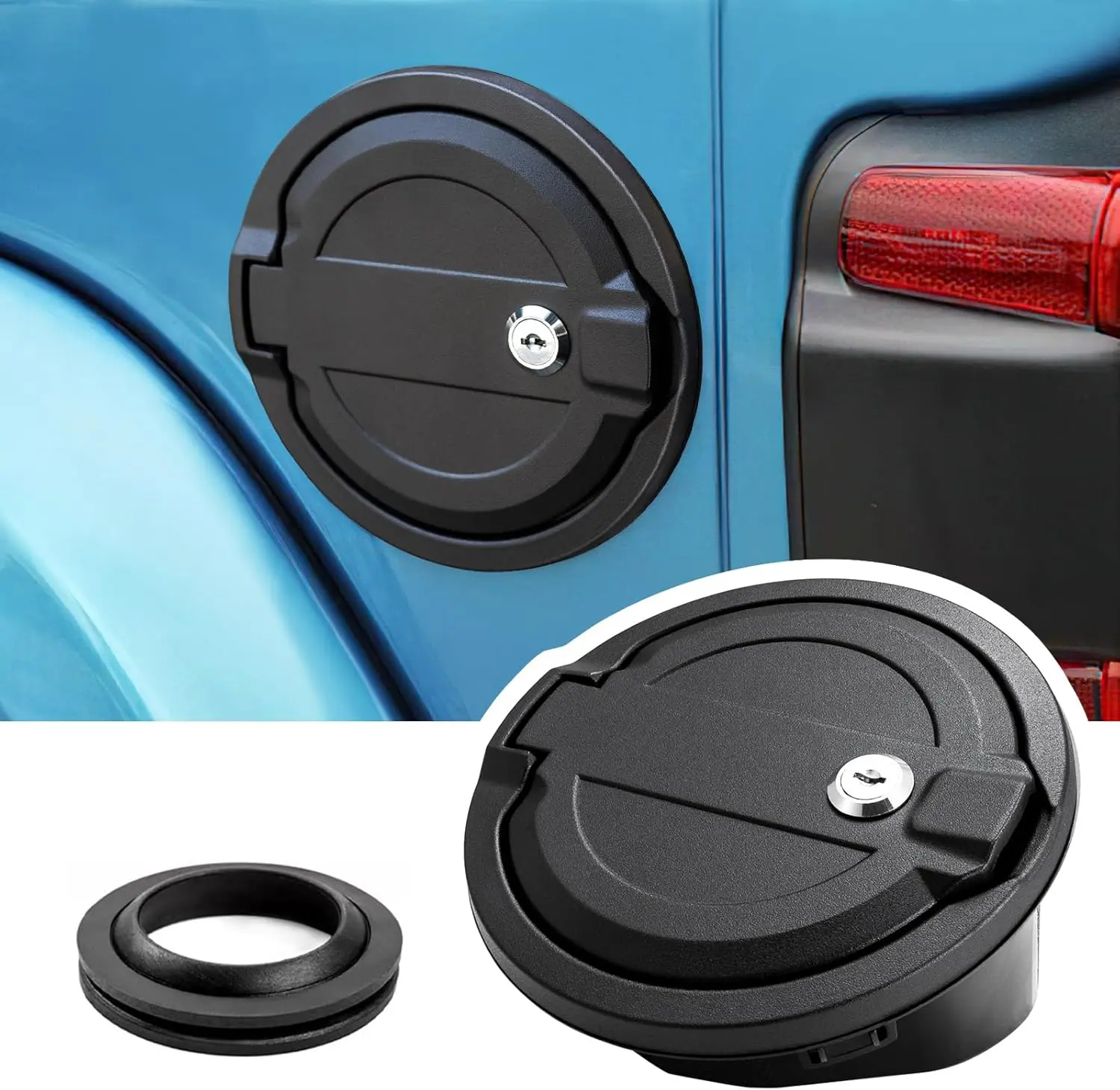 Gas Cap Cover for Jeep Wrangler JL Fuel Filler Door Locking Gas Tank Cap Cover Accessories for 2018-2023 2024 Jeep Wrangler JL JLU, Automotive, Locking Gas Cap