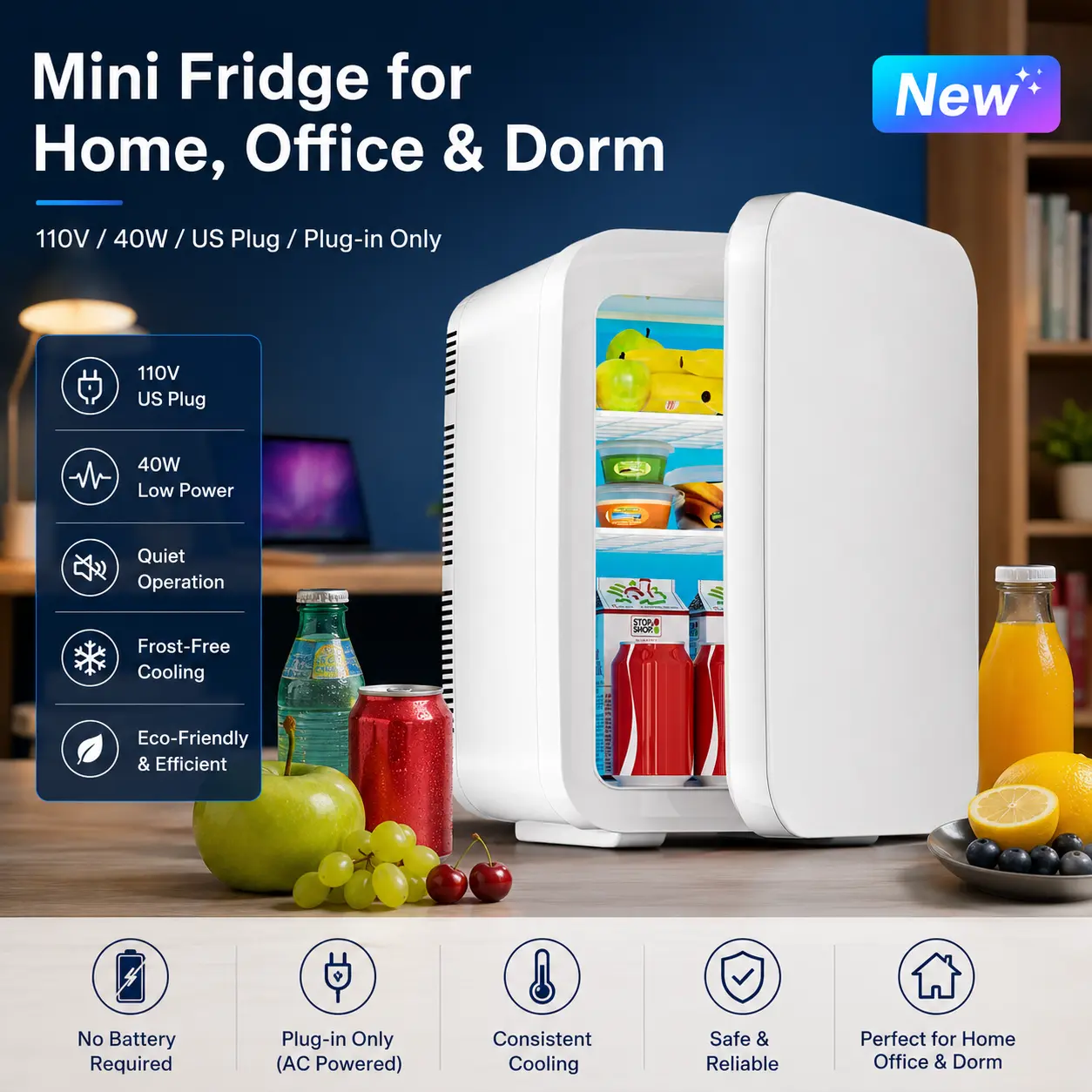 10L Mini Fridge - Cooler & Warmer, Portable Refrigerator for Skincare, Beverages - Bedroom, Car Use