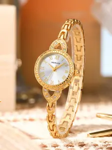 Luxury Gift Set Watch + Million Dollar Brick Perfume + Sunglasses + Card, Vintage Roman Numerals, Diamond Bezel Design, Elegant Ladies' Watch