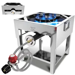 ARC SSL4217D Single Burner Propane Stove Stainless Steel Propane Burner High-pressure with Folding Legs