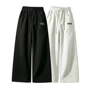 Men's Casual Knit Pants, Plain Street-Style Wide-Leg with a Loose, Drapey Fit and Buttery Soft Fabric