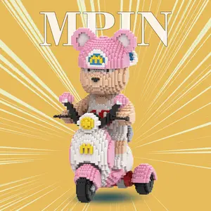 Bear Stem Building Blocks Set, 6800 Pieces 40cm High Creative Sporty Three-Wheel Bear Toy, Unique Gift for Kids and Home Decoration, Building Block Sets, Building Block Model