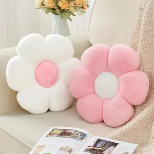 2 count Flower Throw Pillow,15.7'' Daisy Shaped Pillows Set with Faux  ,Soft Flower Plush Throw Pillow Cushions for Bed Sofa Couch Home Decor (White+Pink)