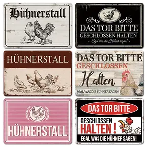 6pcs Vintage Metal Tin Signs - Funny Chicken Quotes & Country Style Designs, 8x12 Inch Wall Art for Chicken Coop, Home, Kitchen, Yard - No Electricity Required, Farm Gifts