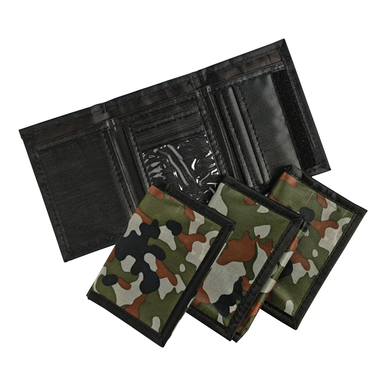 4 3/4" x 3 1/2" Polyester Camouflage Wallets - 12 Pc. 4 3/4" x 3 1/2" Polyester Camouflage Wallets - 12 Pc.