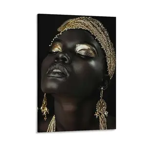 Black Girl Wall Art - Golden Makeup Black Woman Wall Art 6 Poster Canvas Wall Art For Bedroom Decor Bar Office Room Decor Gift