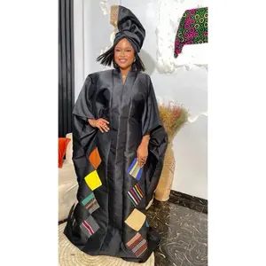 Rukie Stylish Micado Bubu Dress With Aso oke patches