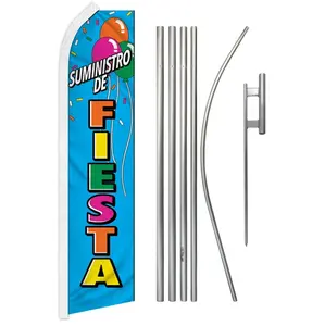 Polyester Advertising Banner & Super Party Supply Flag Kit with Steel-Aluminium Pole, Festive Home Decor Backdrop