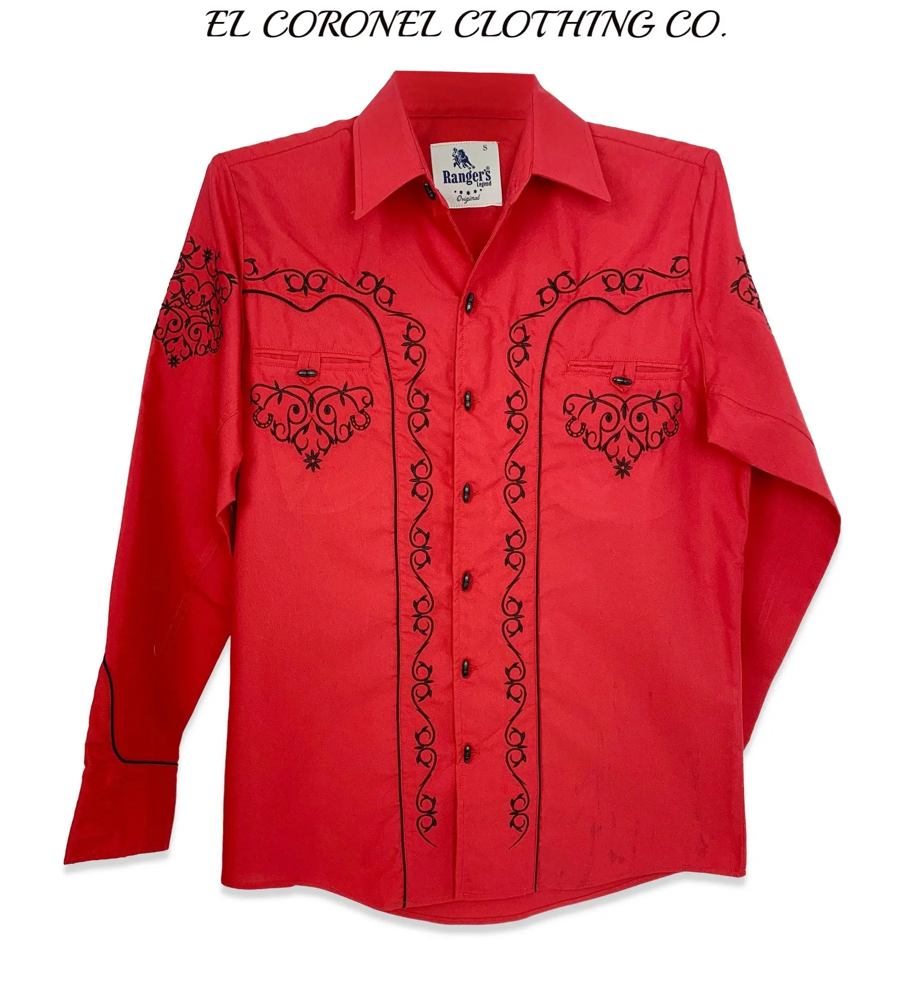 Charro Style Button Down Shirt Ranger's Brand Red