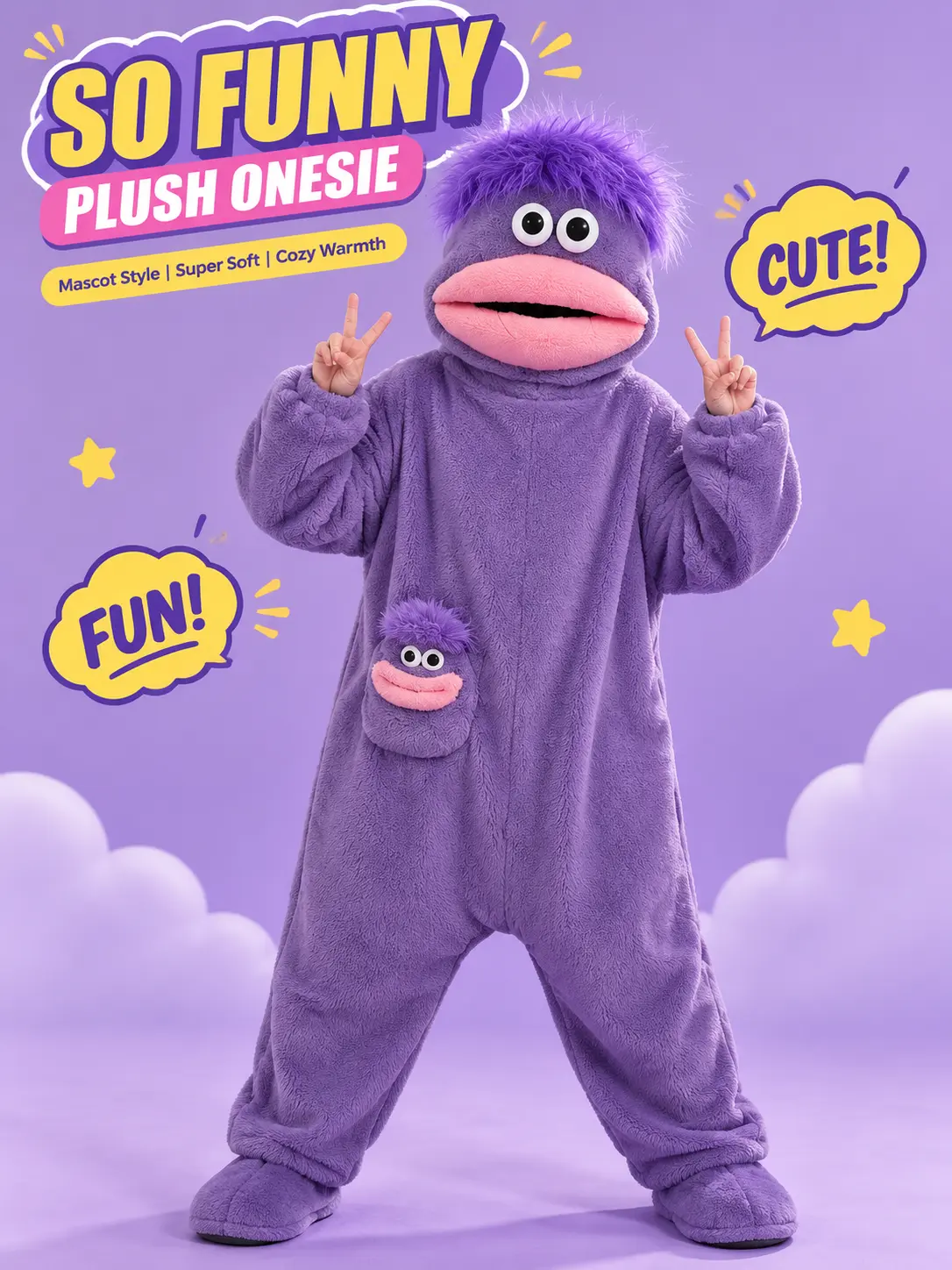 Oversized Big Mouth Monster Wearable Blanket Hoodie Pajamas For Teen Boys Girls, Upgraded Super Soft Plush Adult Loungewear, Complete Set Equipped With Comb & Matching Foot Covers, Funny Gag Gift For Halloween Sleepover Party
