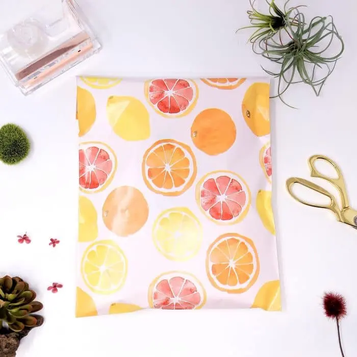 Citrus 10x13 Poly Mailers (25-Pack) - Playful Orange & Lemon Printed Office Postal Envelopes for Shipping, Vibrant Shipping Supplies for Office Stationery Needs