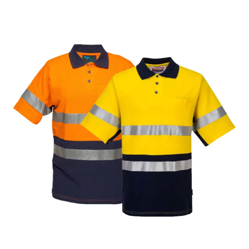 Portwest Short Sleeve Cotton Pique Polo with Tape HiVisTex Reflective Work MP618