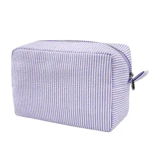 Bags for Women, Seersucker  Bag, Travel Toiletry Stripe Makeup Bag, Large Women Aesthetic Organizer Storage Pouch, Girls Handbags Purses,