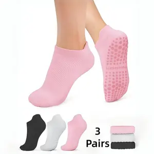 3 Pairs Grippy Yoga Socks with Arch Support - Breathable Mesh Pilates Socks for Women | Stay Stable & Secure on Reformer or Mat | Anti-Blister Heel Tab,Pregnancy & Home Workout | Best Wellness Gift