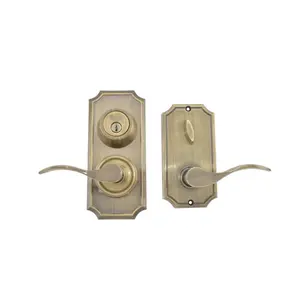 212 MAIN Weslock Unigard Left-Hand Bordeaux Interconnected Entry Door Hardware, 0.75 in. Latch, Round Corner Strikes, Antique Brass, Round Strikes