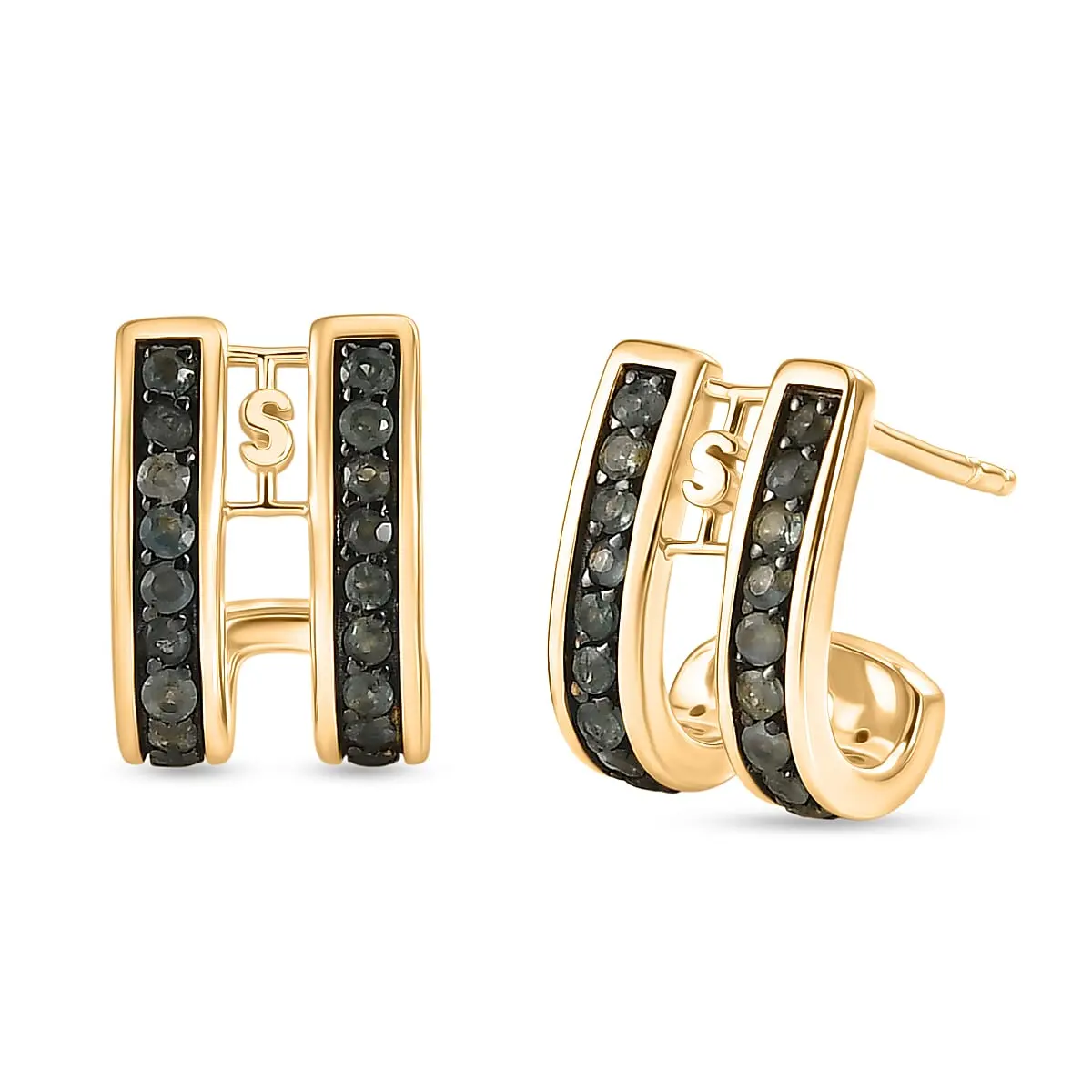 D'Joy Premium Narsipatnam Alexandrite Hoop Earrings in 18K Vermeil YG Over Sterling Silver 0.90 ctw