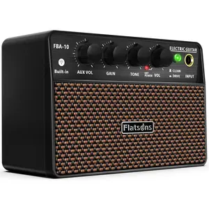 Flatsons FBA-10 Guitar Amp, 10W Mini Electric Guitar Amplifier with Clean/Drive Channel, 6H Working, USB-C Rechargeable, 3.5mm Headphone/AUX Jack, Wireless Portable Amp for Indoor Practice, Traveling outdoorfun
